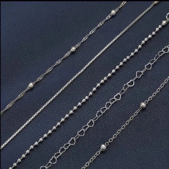 Set of 5 Silver-Tone Dainty Bracelets - Picture 2 of 5